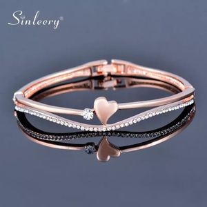 Rose Gold Silver Color Charm Cubic Zirconia Bangle